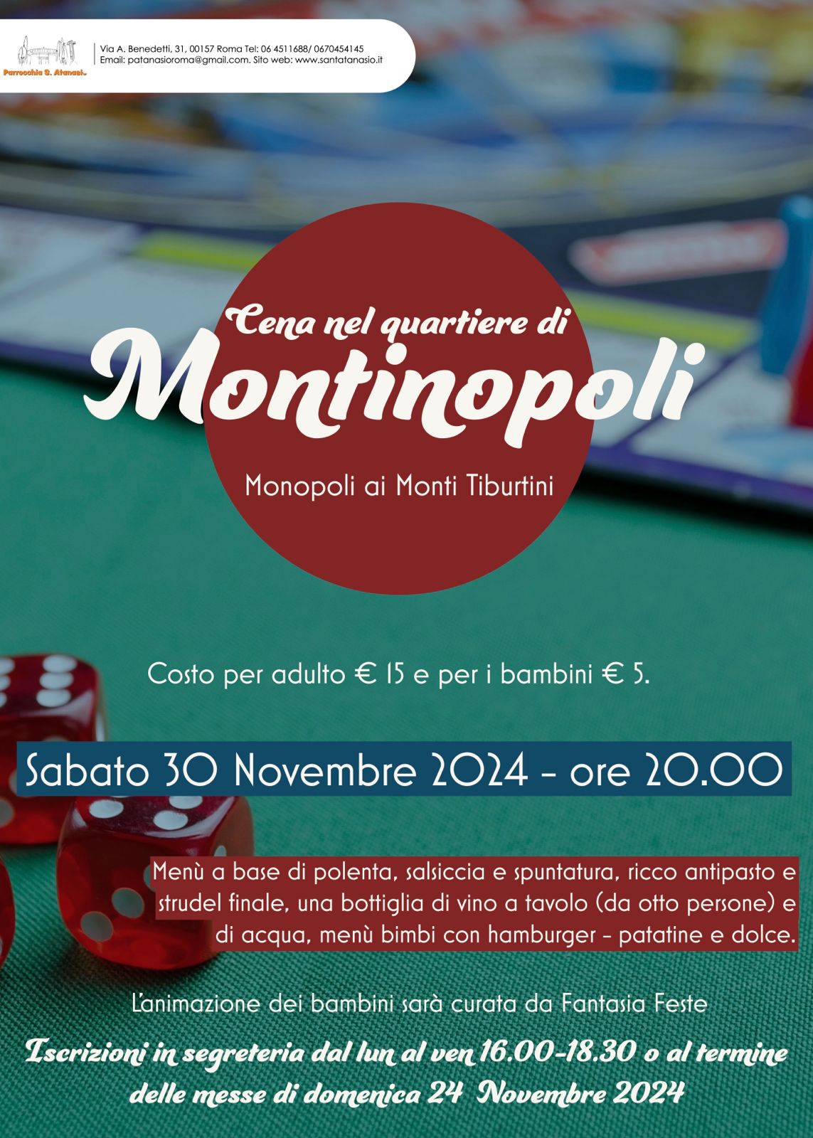 Cena nel quartiere di Montinopoli – 30 novembre 2024